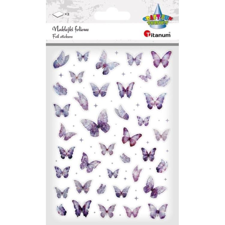 Naklejki foliowe Motyle fioletowe i holograficzne