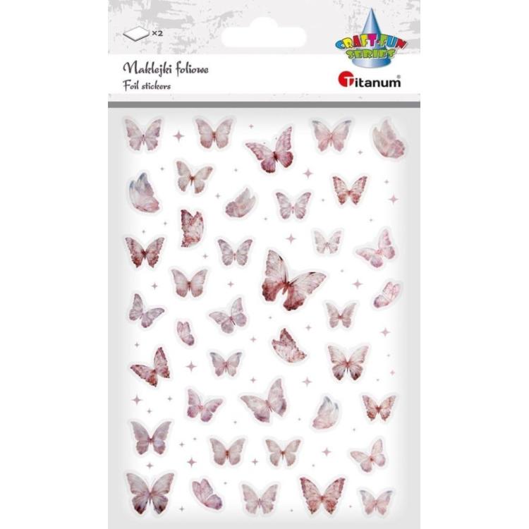 Naklejki foliowe Motyle różowe i holograficzne
