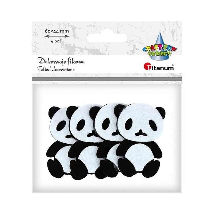 Filcowe pandy 3D 42x60mm biało-czarne 4szt