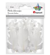 Piórka curly białe 6szt