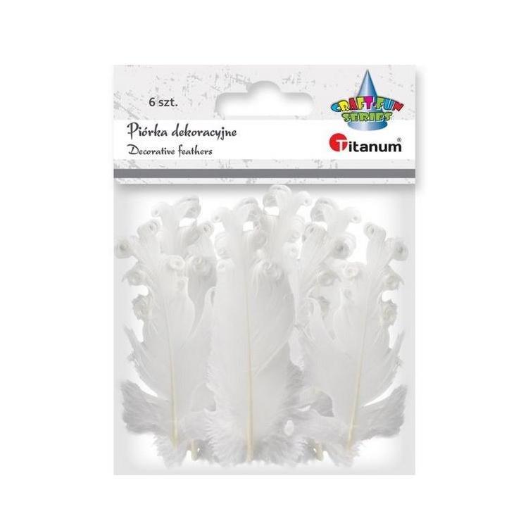 Piórka curly białe 6szt
