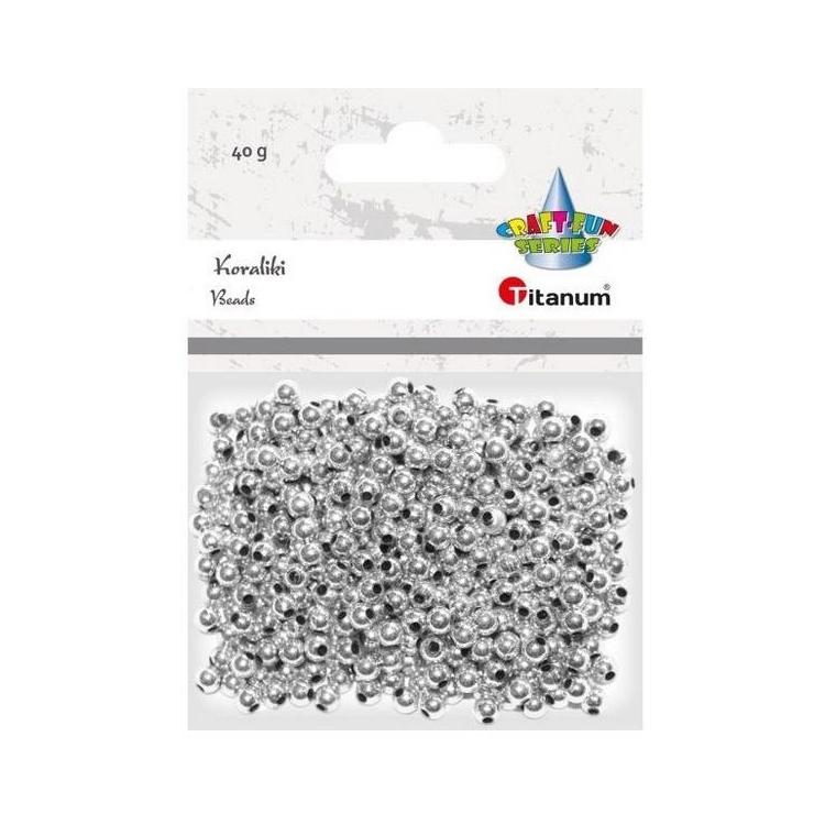 Koraliki plastikowe 40g srebrne