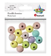 Koraliki drewniane okrągłe pastel 15szt