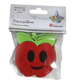 Filcowe jabłka 3D 80x65mm czerwono-zielone 4szt