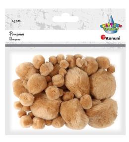Pompony akrylowe beżowe mix rozmiarów 45szt