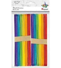 Drewniane patyczki proste 18x150mm mix kolor 50szt