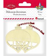 Drewniane zawieszki bombki ażurowe 4szt