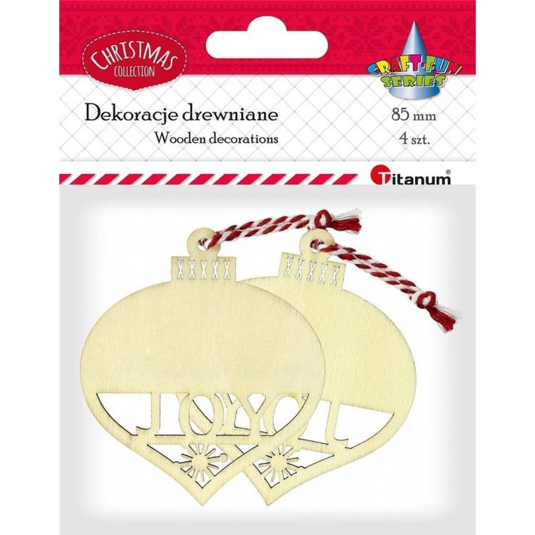 Drewniane zawieszki bombki ażurowe 4szt