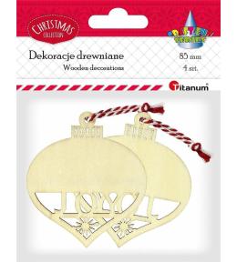Drewniane zawieszki bombki ażurowe 4szt