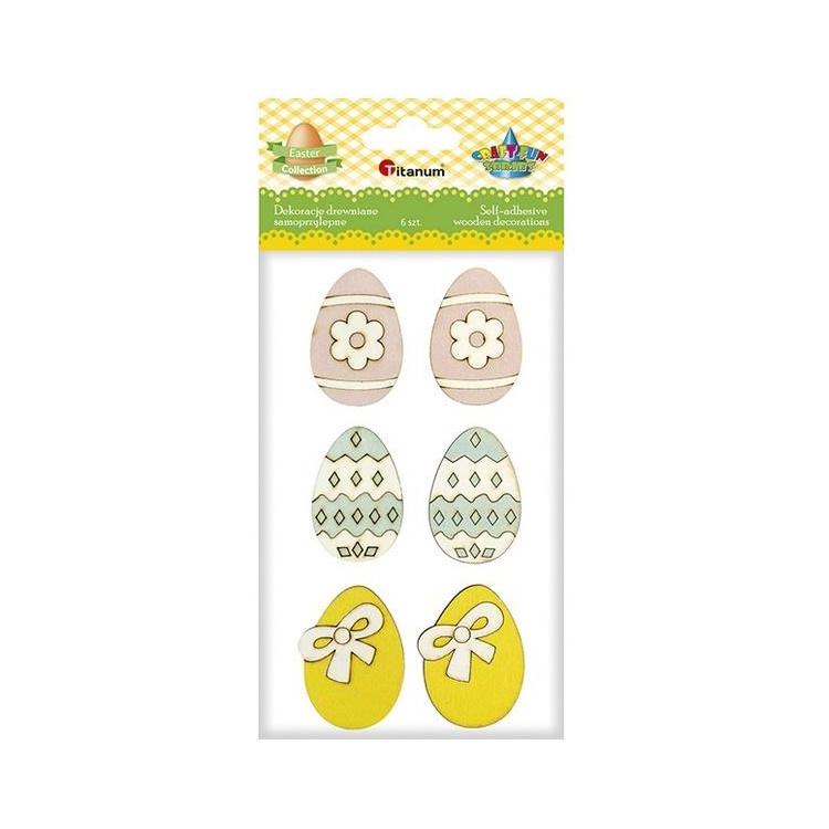 Drewniane pisanki 24x35/28x37mm mix 6szt