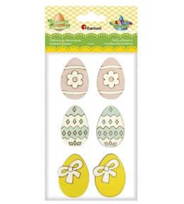 Drewniane pisanki 24x35/28x37mm mix 6szt