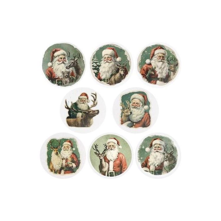 Naklejki papierowe na taśmie Mikołaj vintag 500szt