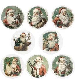 Naklejki papierowe na taśmie Mikołaj vintag 500szt