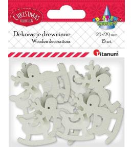 Drewniane renifery na biegunach ażurowe 15szt