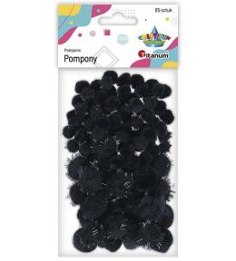 Pompony akrylowe i brokatowe 85szt czarne