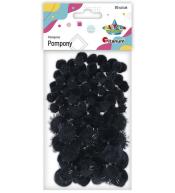 Pompony akrylowe i brokatowe 85szt czarne