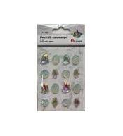 Kryształki samoprzylepne kamyki srebrne mix 16szt