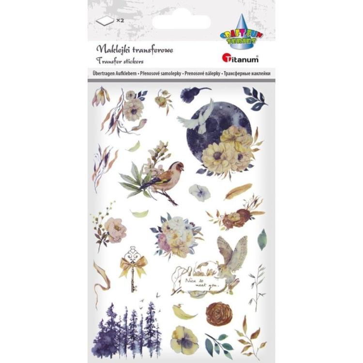 Naklejki transferowe Księżyc, kwiaty 2 plansze