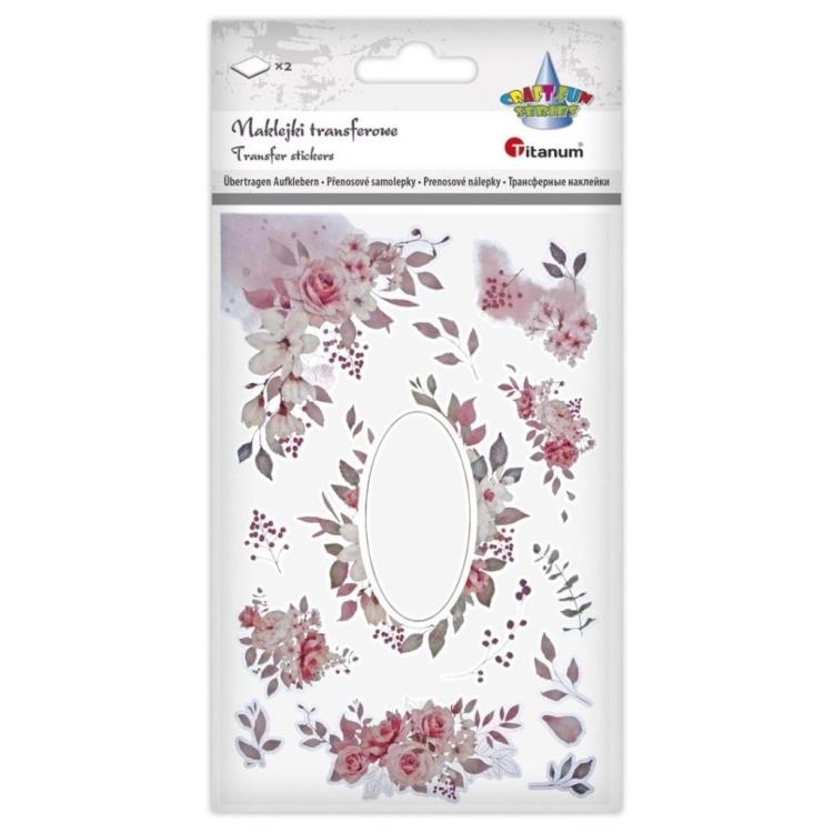 Naklejki transferowe Kwiaty różowe 2 plansze