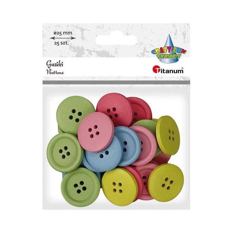 Guziki drewniane okrągłe 25szt mix