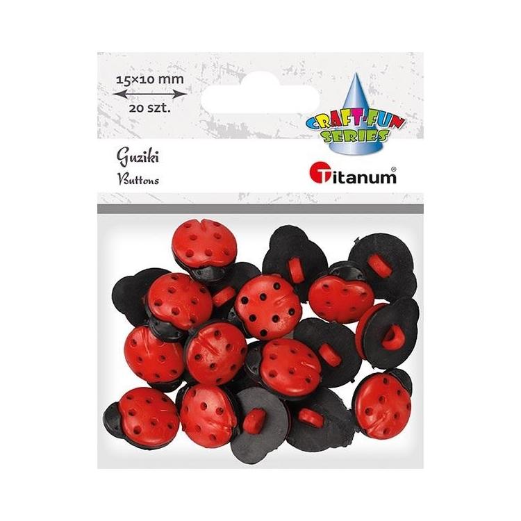 Guziki plastikowe biedronki 13x15mm 20szt