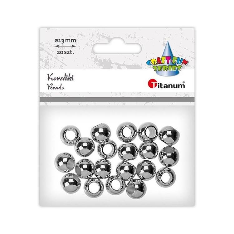 Koraliki plastikowe 13mm 20szt srebrne