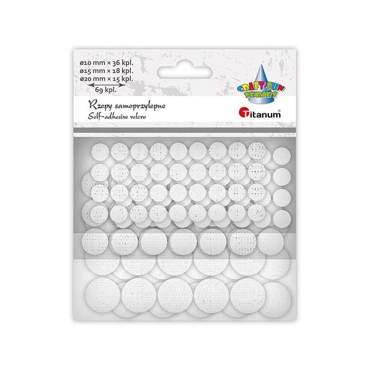 Rzepy samoprzylepne okrągłe białe 69kpl