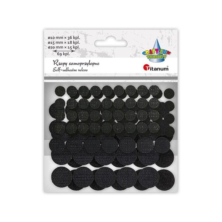 Rzepy samoprzylepne okrągłe czarne 69kpl