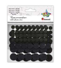 Rzepy samoprzylepne okrągłe czarne 69kpl