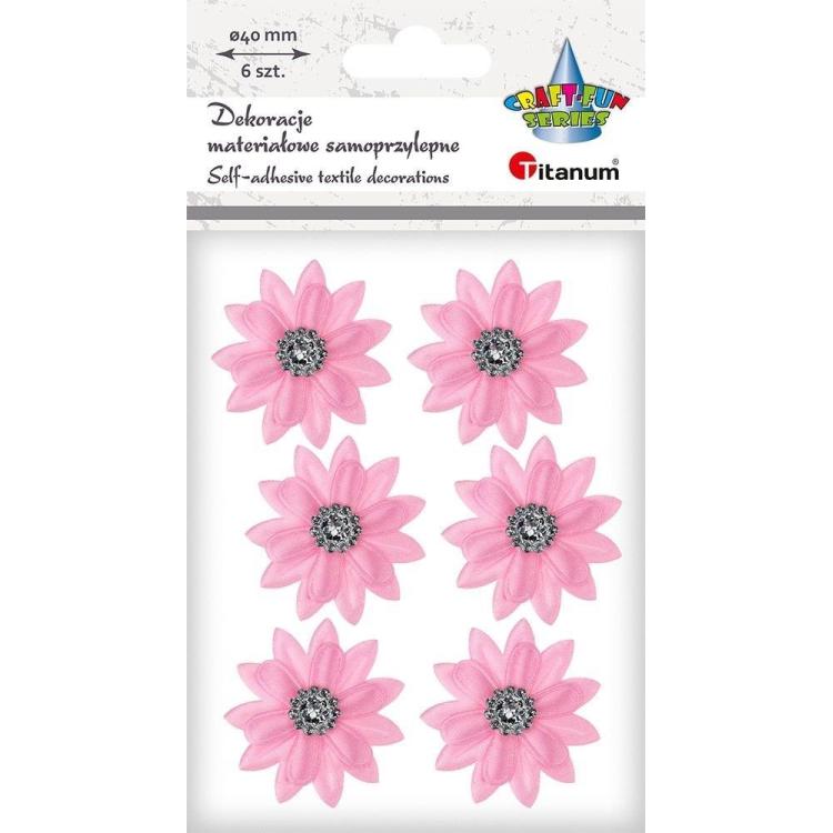 Dekoracje samoprzylepne 3D kwiaty różowe 6szt