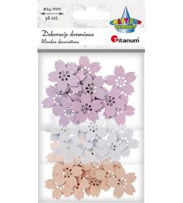 Drewniane kwiaty mix kolorów 36szt