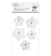 Kwiaty papierowe samoprzylepne 3D białe 5szt