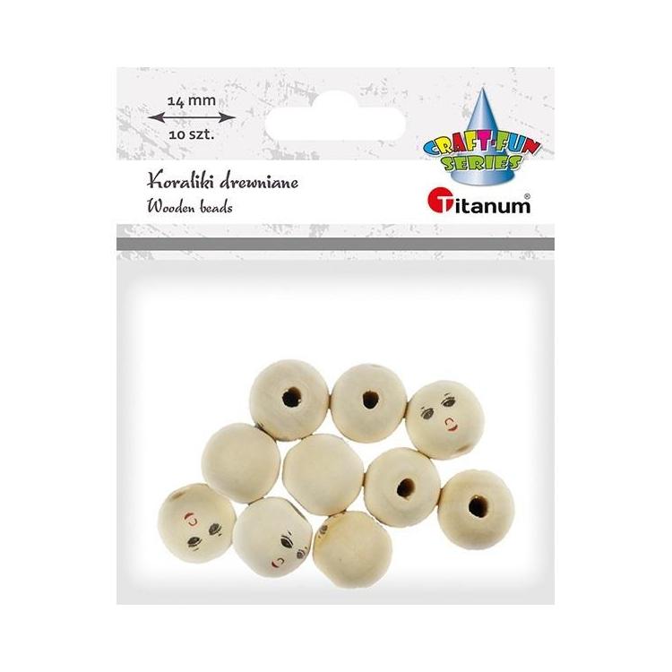 Koraliki drewniane okrągłe z twarzą 10szt