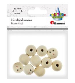 Koraliki drewniane okrągłe z twarzą 10szt