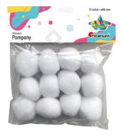 Pompony poliestrowe 12szt białe