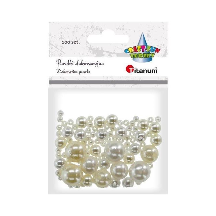 Koraliki plastikowe perełki białe perłowe100szt