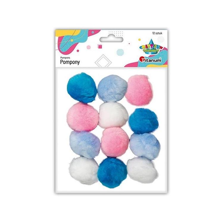 Pompony akrylowe 40mm mix kolorów 12szt