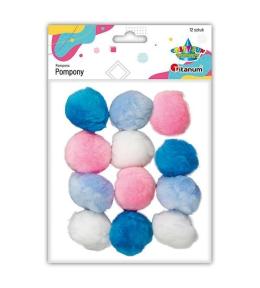 Pompony akrylowe 40mm mix kolorów 12szt