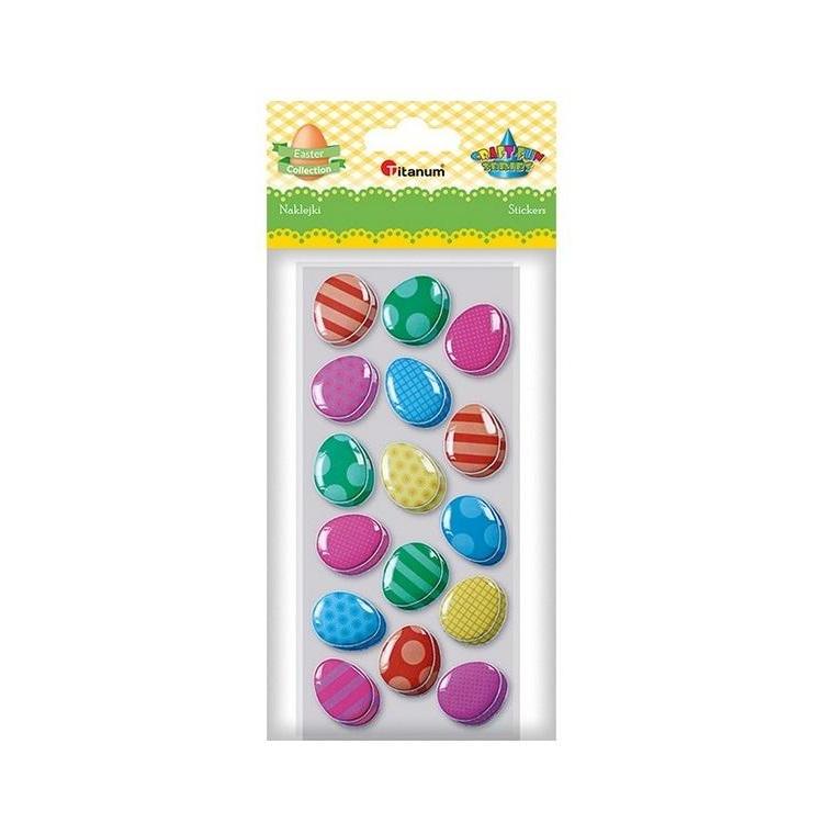 Naklejki wypukłe miękkie pisanki 20x25mm mix 32szt