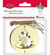 Drewniane zawieszki choinka 6szt