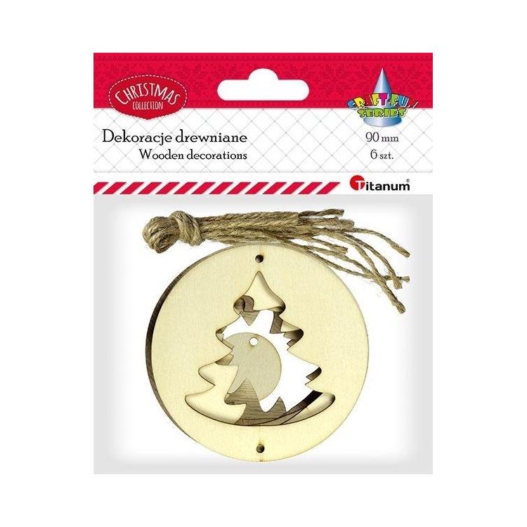 Drewniane zawieszki choinka 6szt