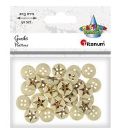 Guziki drewniane gwiazdy 13mm 30szt