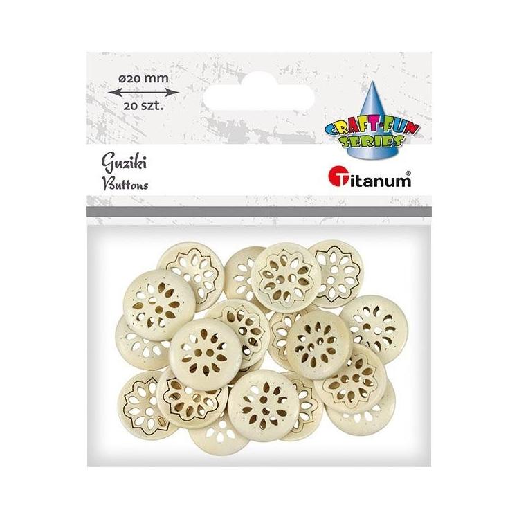 Guziki drewniane ażurowy kwiat 20mm 20szt