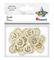 Guziki drewniane ażurowy kwiat 20mm 20szt