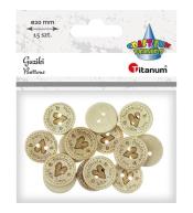 Guziki drewniane handmade with love 20mm 15szt