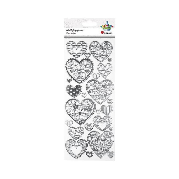 Naklejki papierowe serca z dekorem mix 24szt.