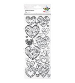 Naklejki papierowe serca z dekorem mix 24szt.