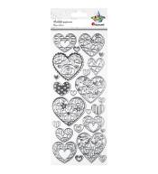 Naklejki papierowe serca z dekorem mix 24szt.