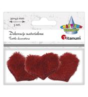 Ozdoba materiałowa serca 30x40mm czerwone 3szt