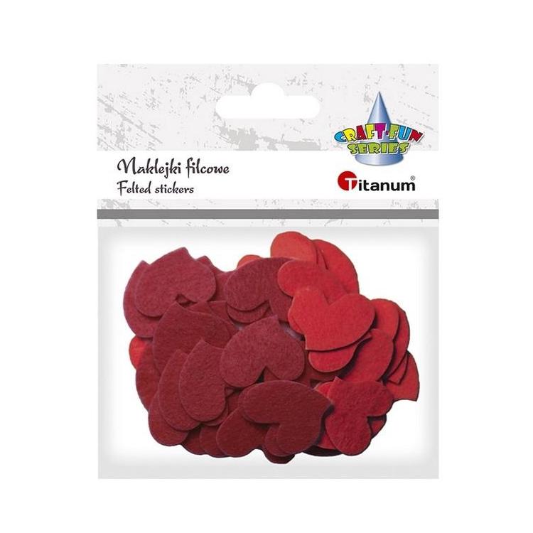Naklejki filcowe serca 30x25mm mix kolorów 50szt